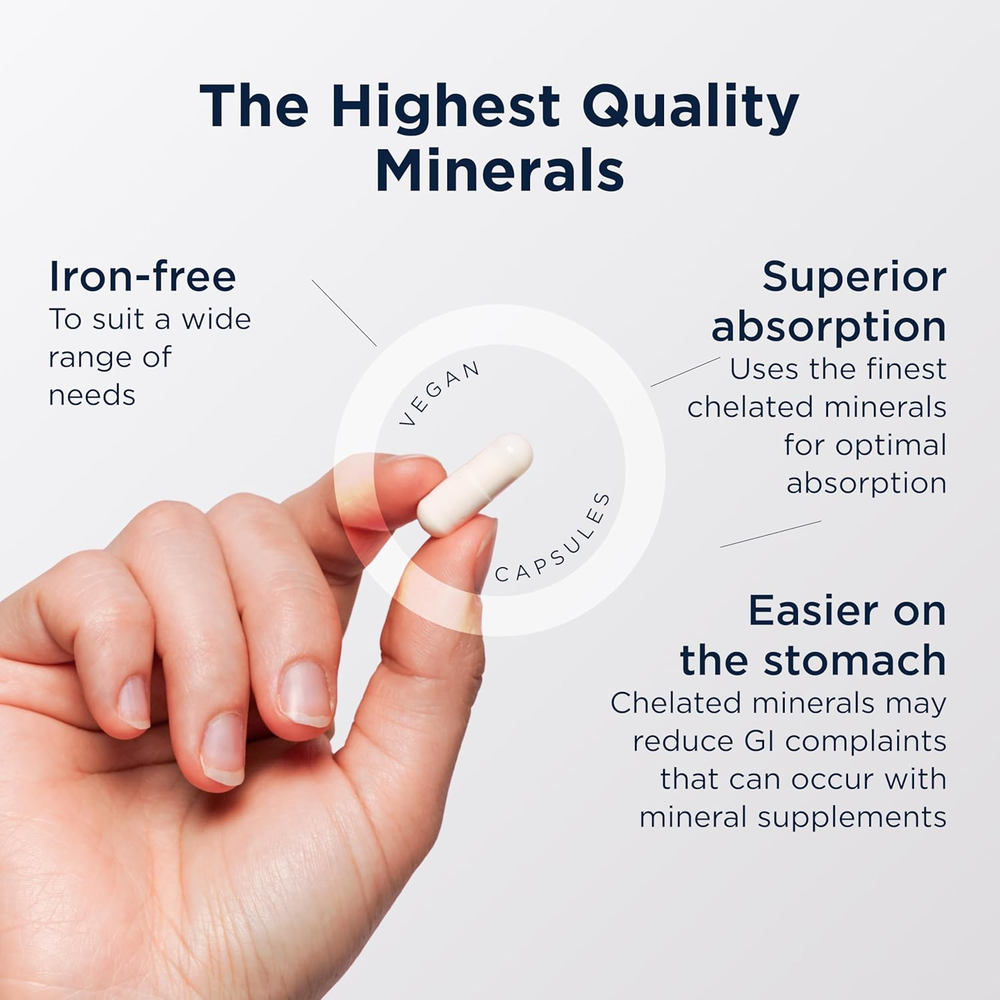 Complete Mineral Complex - Essential + Trace Minerals Supplement with Magnesium Malate, Chromium, Zinc + More - Iron-Free Multi Minerals Blend - Vegan + Gluten Free (90 Capsules)