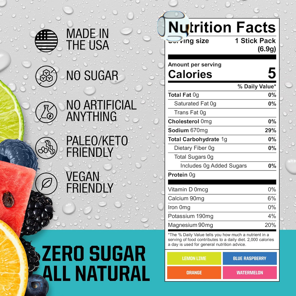 Fire Science Fire Salt Hydration Sticks, Electrolytes & Coconut Water, Hydration Drink Mix with Magnesium, Potassium & Sodium, Zero Sugar, Single Serve on the Go Packs, Variety Pack Flavors, 32 Count