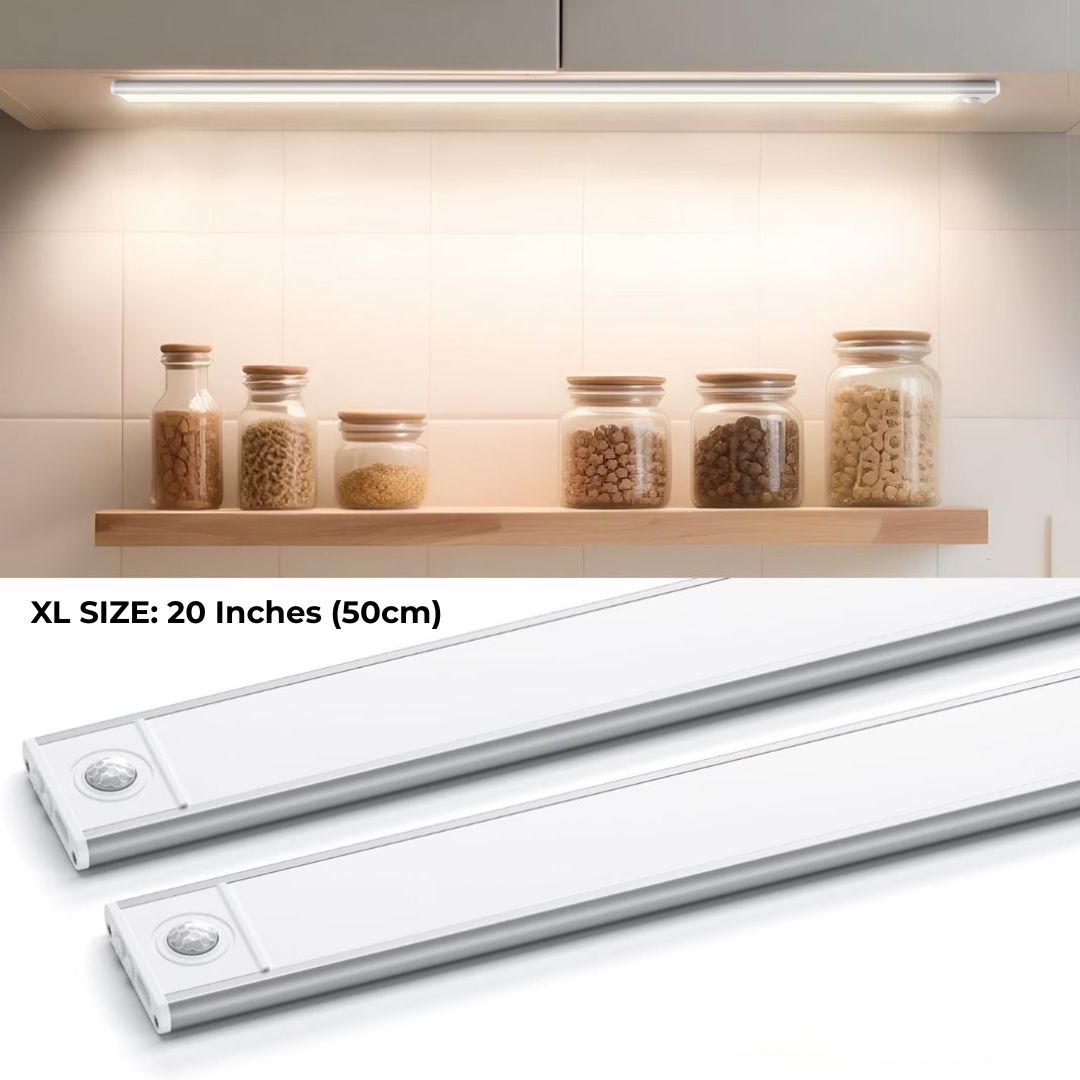 Vitroot MotionGlow XL 20 inch silver under cabinet LED light bar.