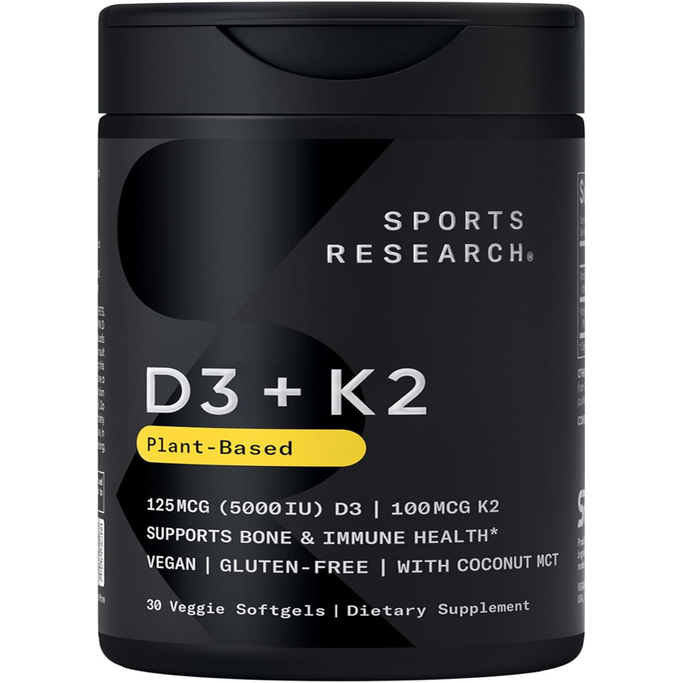 ® Vitamin D3 + K2 W/ Coconut Oil - Vegan Vitamin D 5000Iu & Mk7 Vitamin K 100Mcg for Bone & Immune Support - Vegan Certified · Non-Gmo · Soy Free - 60 Softgels