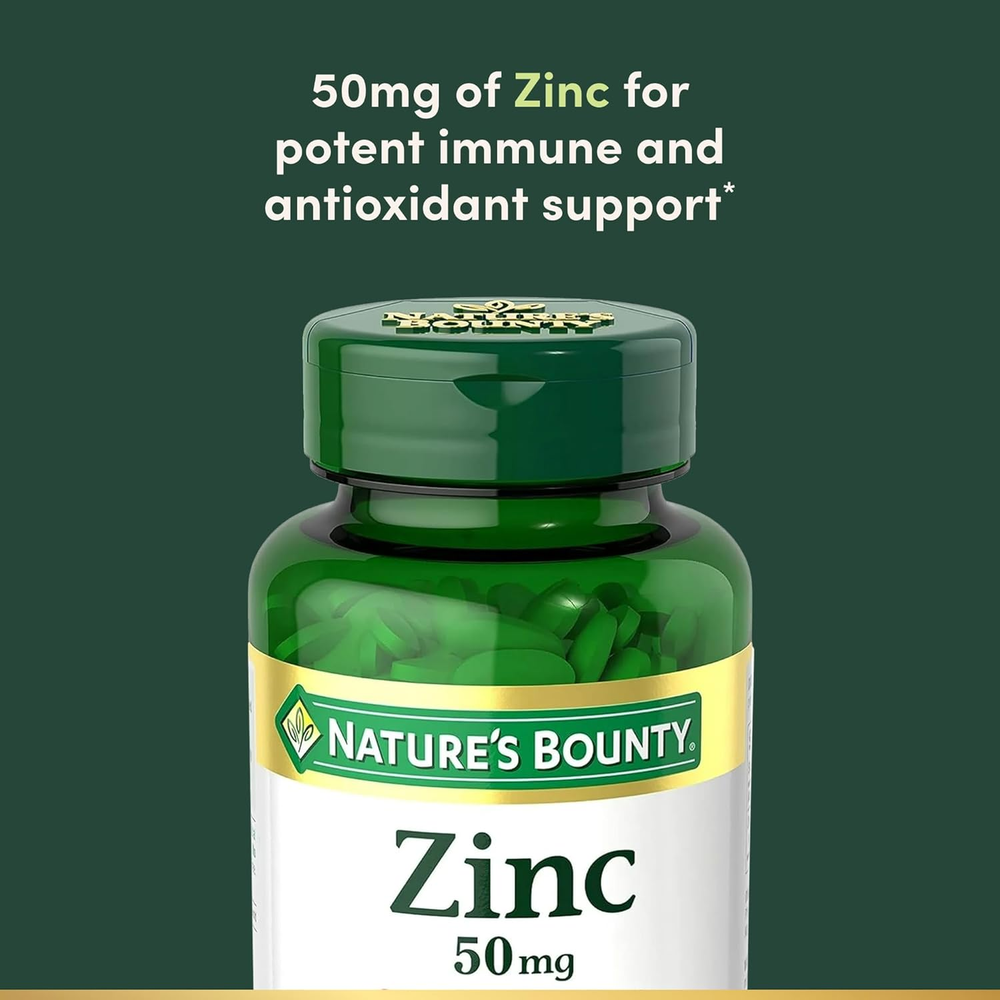 Zinc 50Mg, Immune Support & Antioxidant Supplement, Promotes Skin Health, 1 Caplet per Day, Gluten Free, 250 Vegetarian Caplets