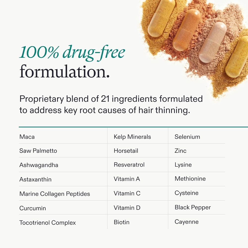 Women'S Balance Hair Growth Supplements, Ages 45 and Up, Clinically Proven for Visibly Thicker Hair and Scalp Coverage, Dermatologist Recommended - 1 Month Supply