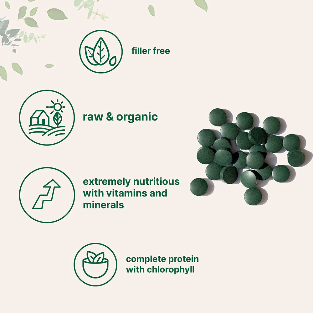Organic Spirulina Supplement, 3000MG per Serving, 720 Tablets (4 Month Supply), No Filler & Non-Gmo, Rich in Vegan Protein, Vitamins & Prebiotics, Premium Spirulina Pills