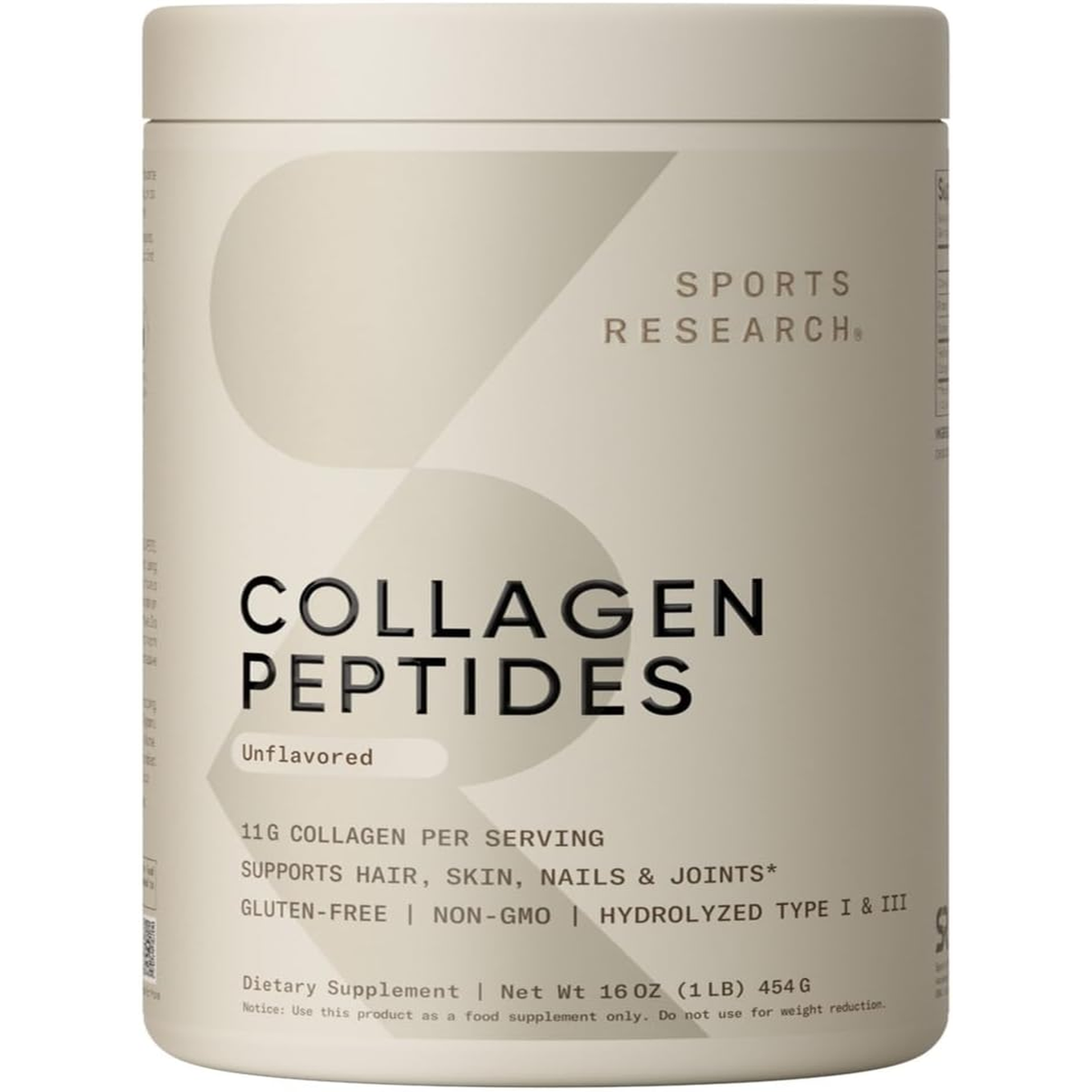 Hydrolyzed collagen peptides supplement skin hair nails joint health

