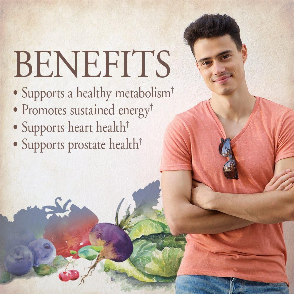 Once Daily Whole Food Multivitamin for Men, Organic Mens Vitamins & Minerals, Vitamin C, Zinc, Vegan, for Health & Well-Being, 60 Tablets