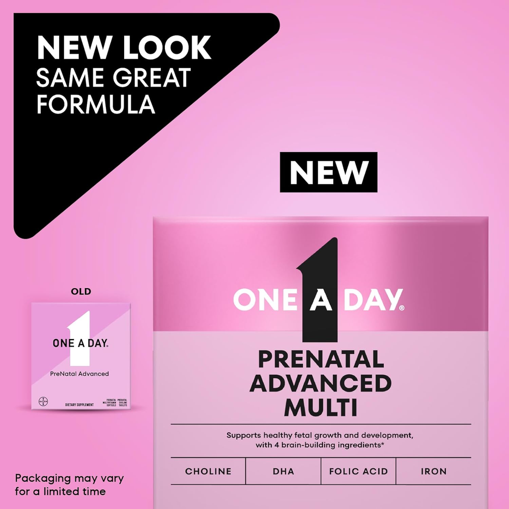 Prenatal Advanced- Prenatal Vitamins with Folic Acid, Choline, DHA & Iron, Pregnancy Vitamins for Women to Support Baby’S Development, 60+60 Ct (120 Total Set) 