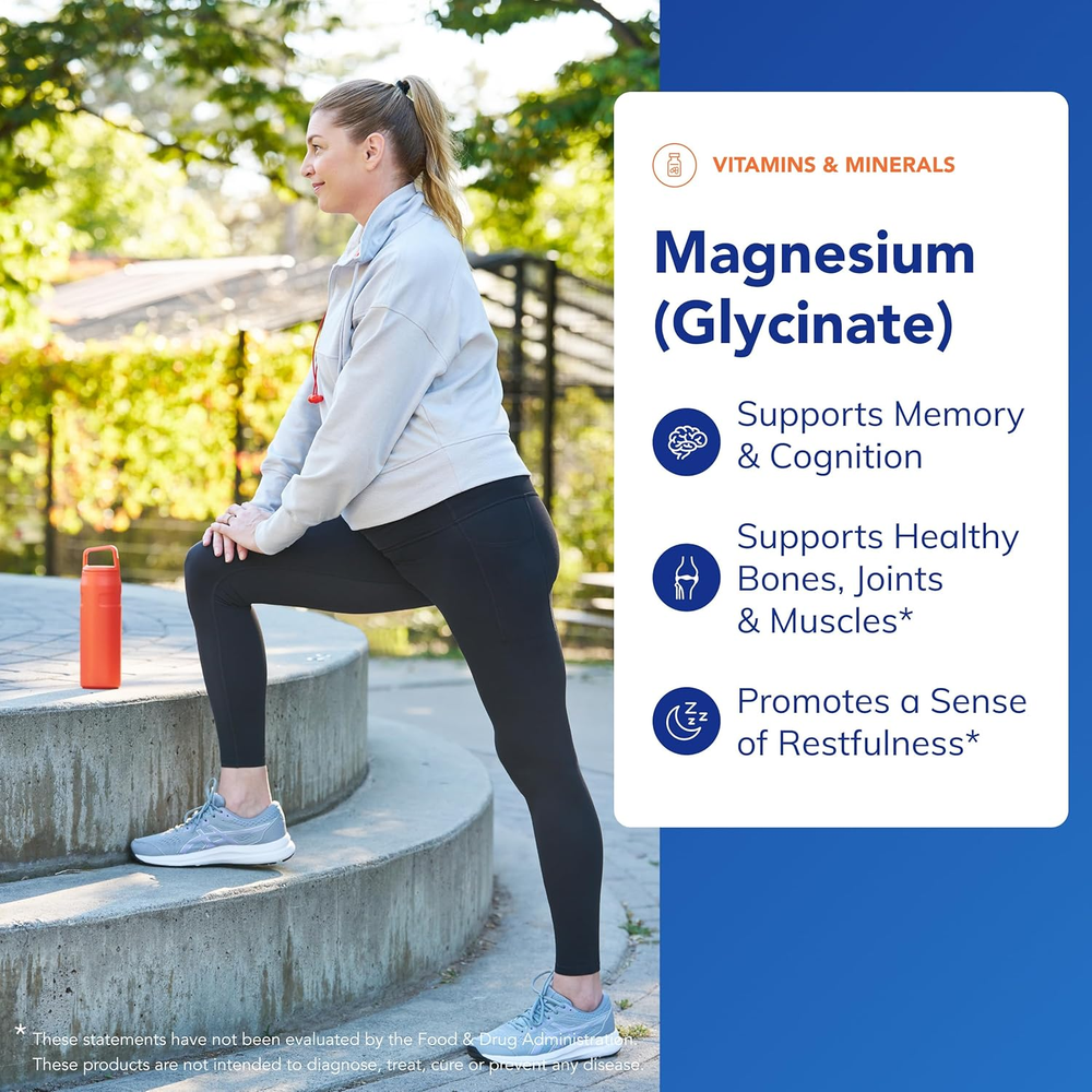 Magnesium (Glycinate) - Supplement to Support Stress Relief, Sleep, Heart Health, Nerves, Muscles, and Metabolism* - 90 Capsules