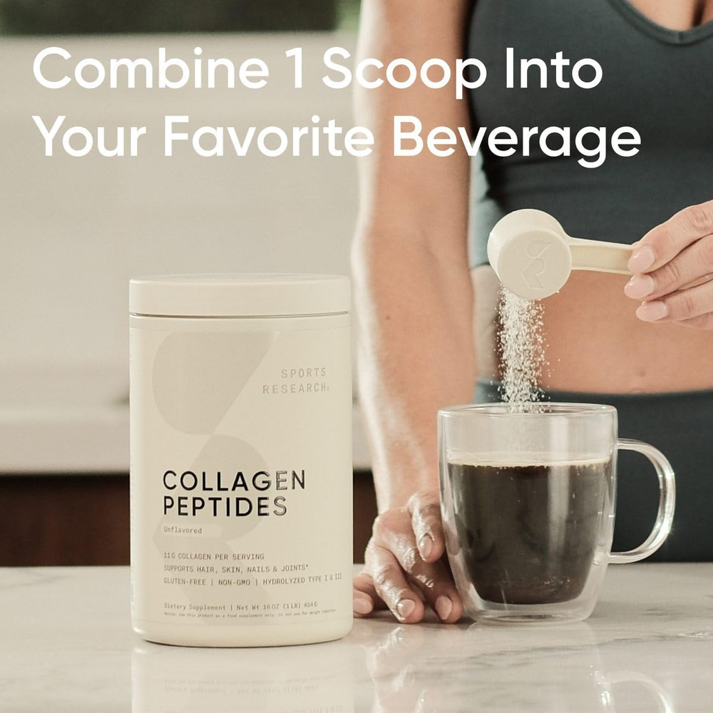 Collagen Peptides for Women & Men, Unflavored, 16 Oz., Hydrolyzed Type 1 & 3 Collagen Powder Protein Supplement for Healthy Skin, Nails, Bones & Joints