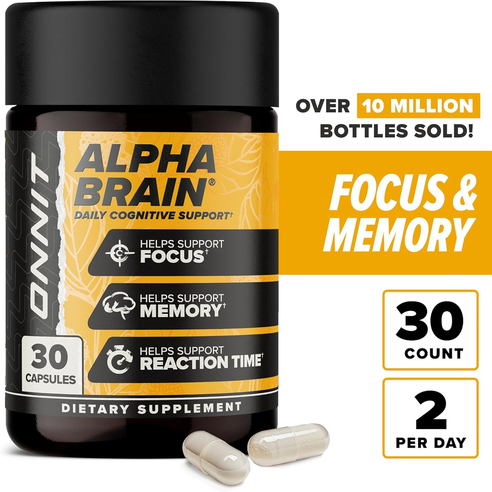 Alpha Brain Nootropic Brain Supplement for Men & Women | Memory, Mental Clarity & Cognitive Improvement | Focus Capsules with L-Theanine, Vitamin B6 & Phosphatidylserine (30 Count)