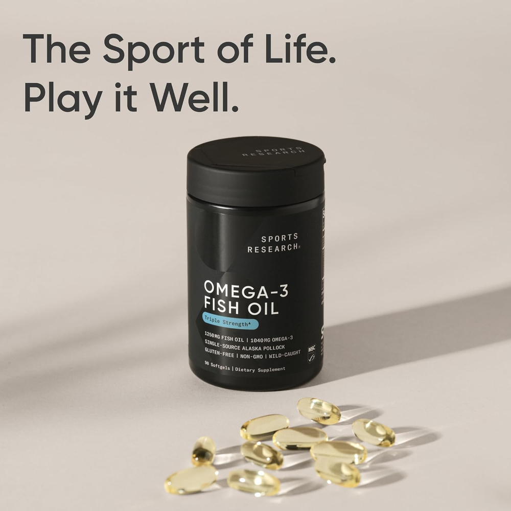 Triple Strength Omega 3 Fish Oil - Burpless Fish Oil Supplement W/Epa & DHA Fatty Acids from Single-Source Wild Alaskan Pollock - 1250 Mg, 90 Ct