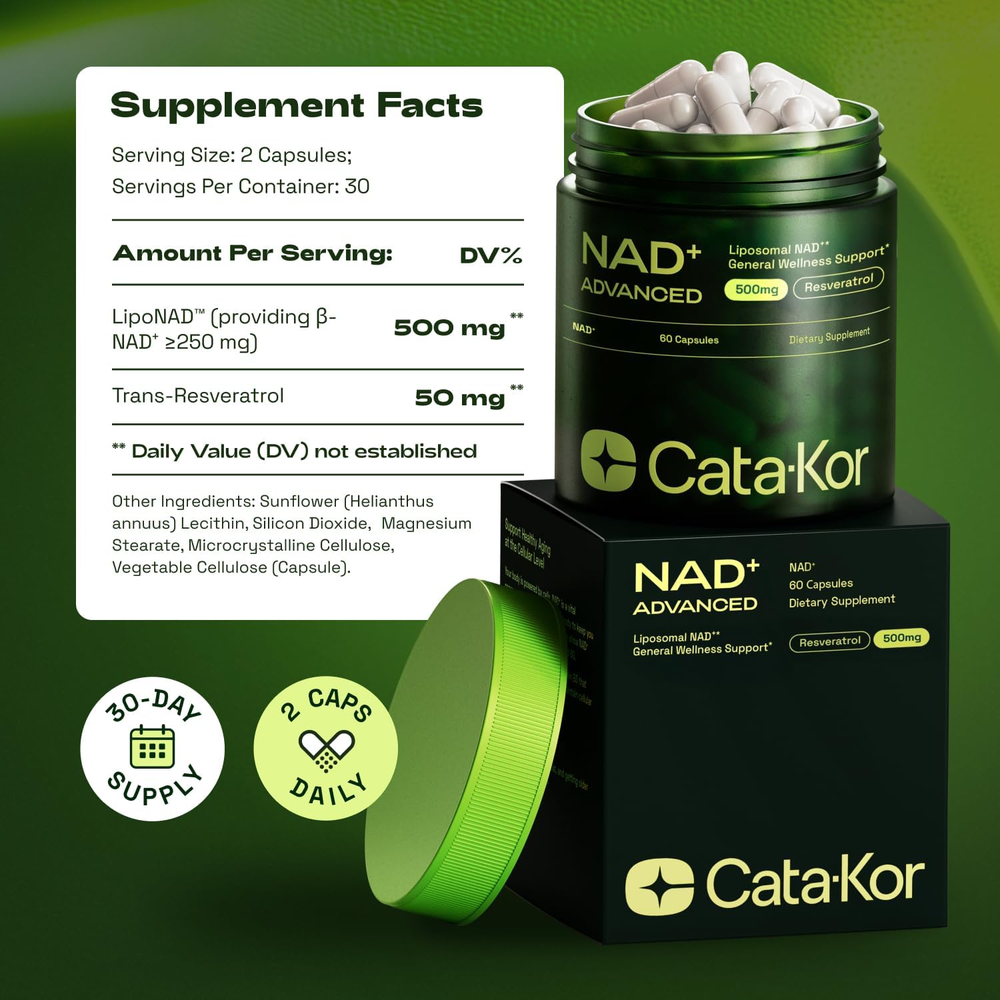 NMNH Supplement Alternative – Liposomal Advanced  NAD+ Resveratrol – 30-Day Supply – Third-Party Tested – 60 Capsules