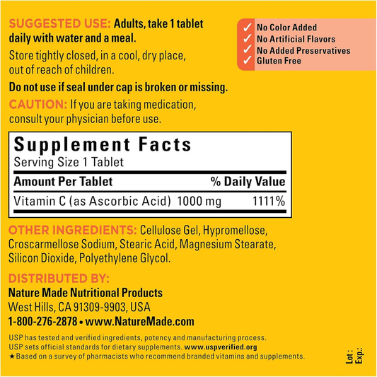 300 Tablets - Extra Strength Vitamin C 1000 Mg, Dietary Supplement for Immune Support, 300 Day Supply