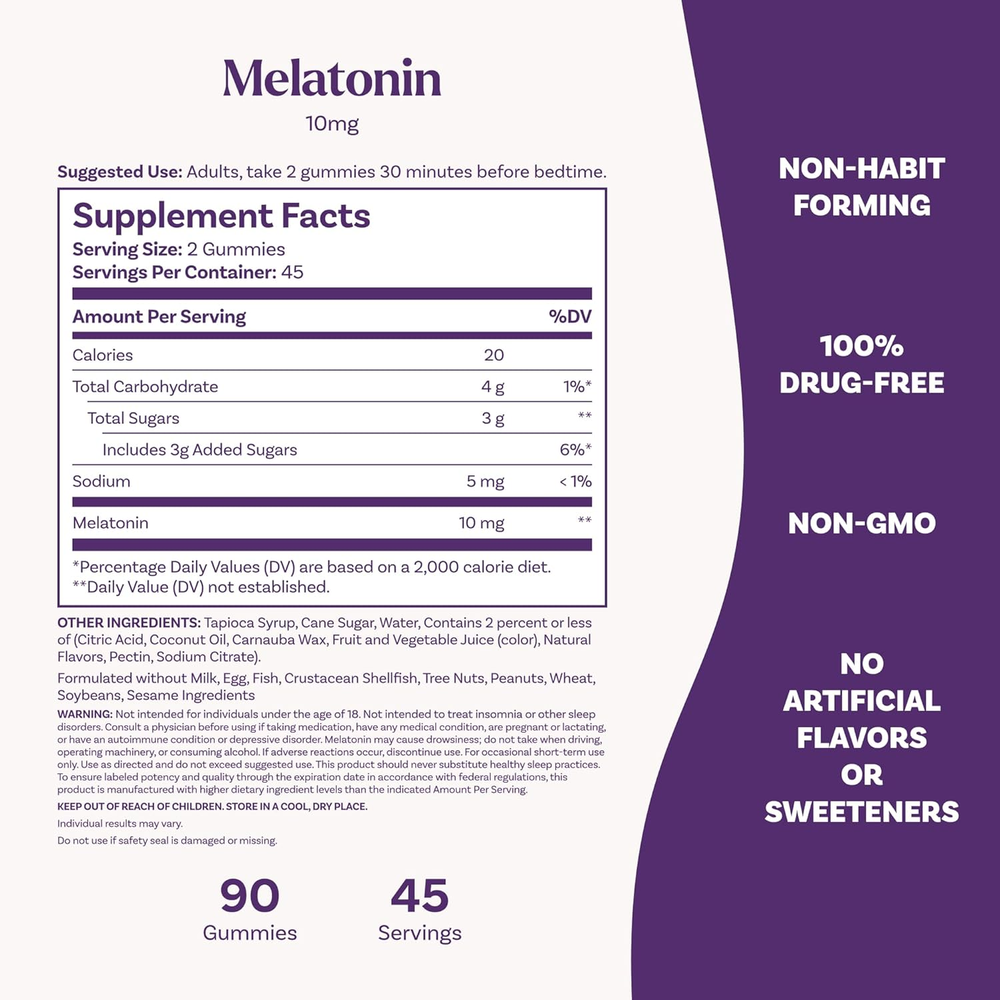 Melatonin Gummies, Sleep Support, 90 Strawberry-Flavored Adult Melatonin Gummies, 10 Mg Sleep Aids for Adults