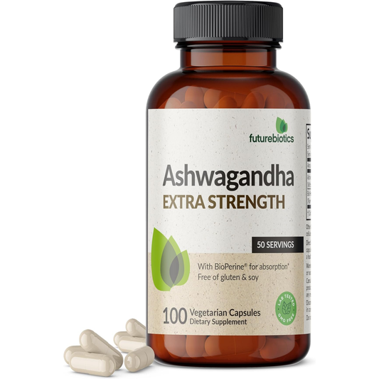 Ashwagandha Extra Strength Stress & Mood Support with Bioperine - Non GMO Formula, 100 Vegetarian Capsules