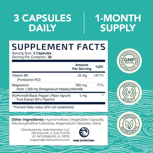 Vegetarian magnesium capsules energy and nervous system support