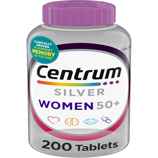 Silver Women'S Multivitamin for Women 50 Plus, Multivitamin/Multimineral Supplement with Vitamin D3, B Vitamins, Non-Gmo Ingredients, Supports Memory and Cognition in Older Adults - 200 Ct