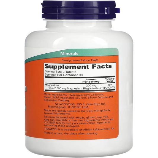 NOW - Magnesium Glycinate 100 Mg, Nervous System Support, 180 Tablets
