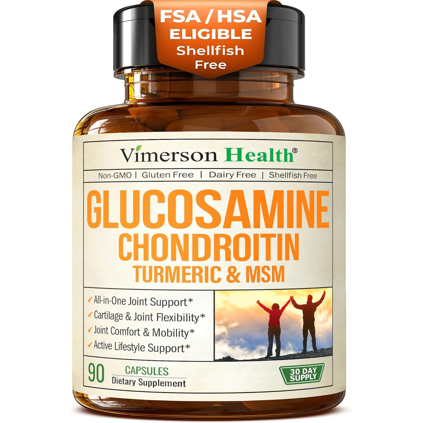 Glucosamine Chondroitin MSM and Turmeric Supplement – Joint Support Supplement for Women and Men with Boswellia and Chondroitin Sulfate – for Cartilage, Joint Health and Flexibility – 90 Capsules