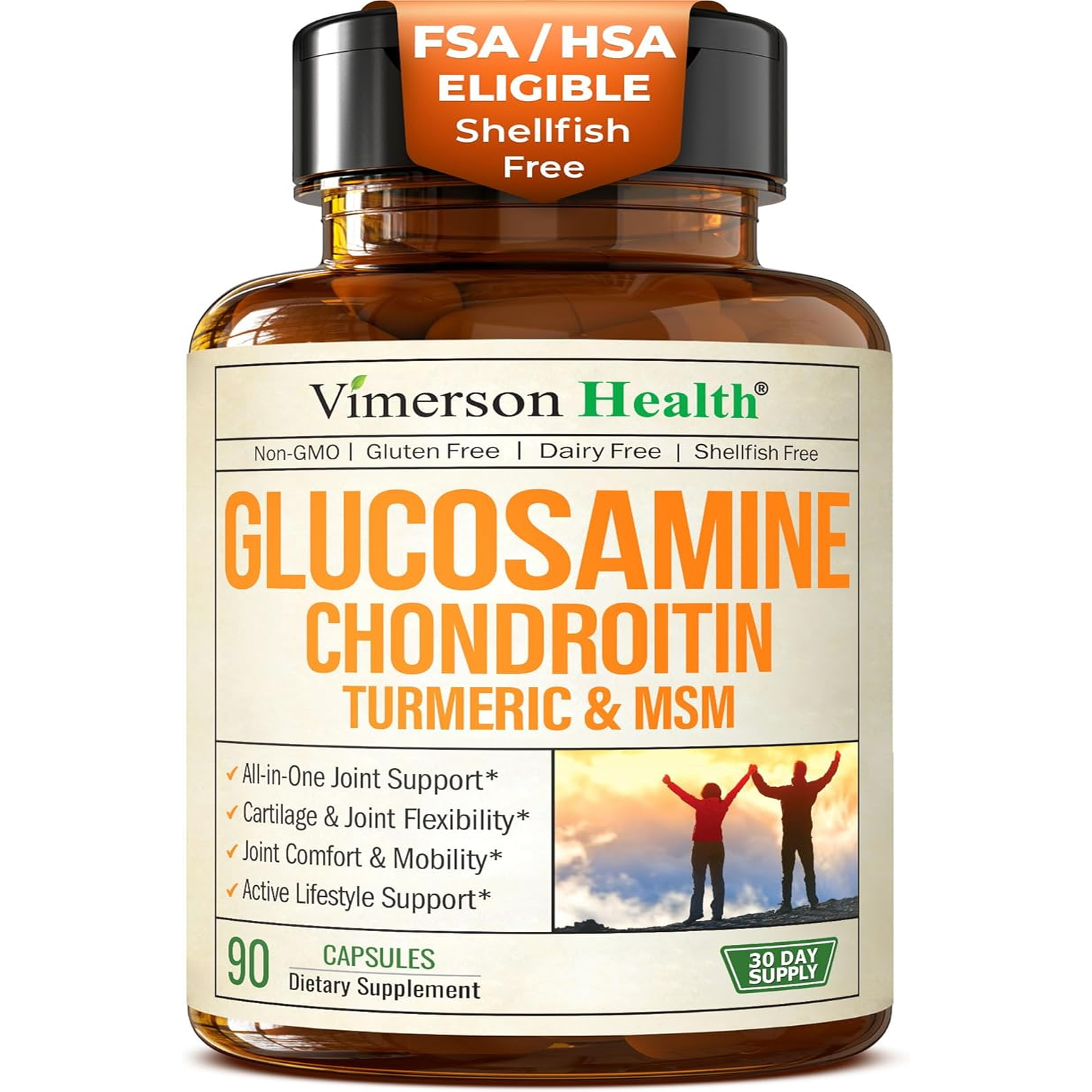 Glucosamine Chondroitin MSM and Turmeric Supplement – Joint Support Supplement for Women and Men with Boswellia and Chondroitin Sulfate – for Cartilage, Joint Health and Flexibility – 90 Capsules