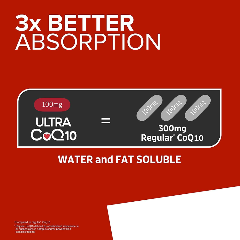 Antioxidant for Heart Health Ultra CoQ10 100Mg Softgels, 3X Better Absorption,  & Energy Production, Coenzyme Q10 Vitamins and Supplements, 4 Month Supply, 120 Count