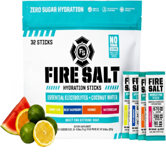 Fire Science Fire Salt Hydration Sticks, Electrolytes & Coconut Water, Hydration Drink Mix with Magnesium, Potassium & Sodium, Zero Sugar, Single Serve on the Go Packs, Variety Pack Flavors, 32 Count