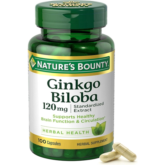 Ginkgo Biloba Capsules 120Mg, Memory Support Supplement, Supports Brain Function and Mental Alertness, 100 Capsules