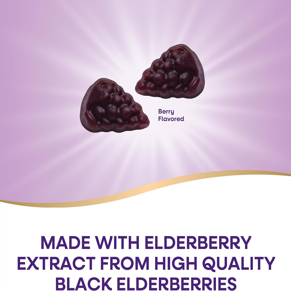 Sambucus Elderberry Immune Support Gummies for Kids & Adults* with Black Elderberry Extract, Vitamin C, Vitamin D3, and Zinc, 60 Gummies 