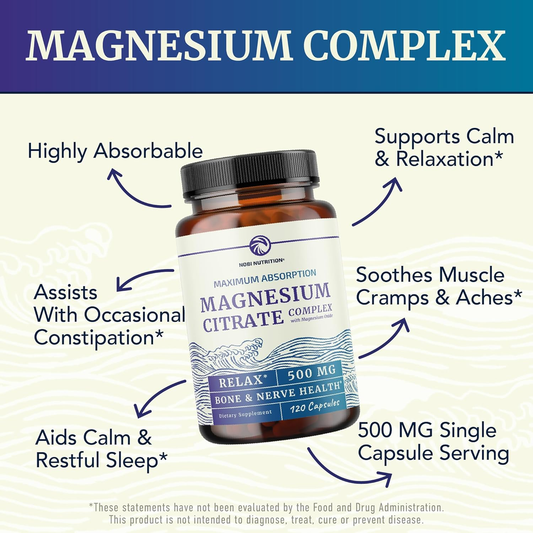 Magnesium citrate supplement muscle digestion calm support vegetarian