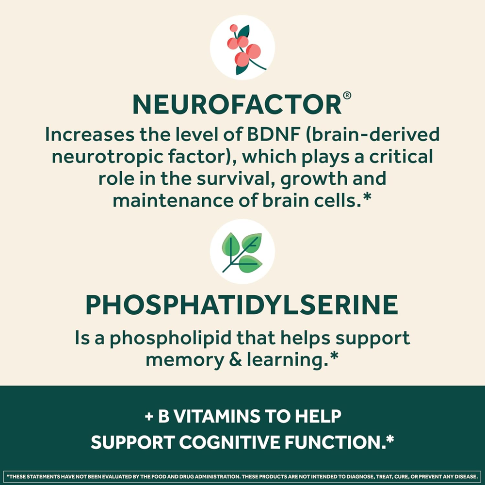 NEURIVA plus Brain Supplement for Memory and Focus Clinically Tested Nootropics for Concentration for Mental Clarity, Cognitive Enhancement Vitamins B6, B12, Phosphatidylserine 30 Capsules