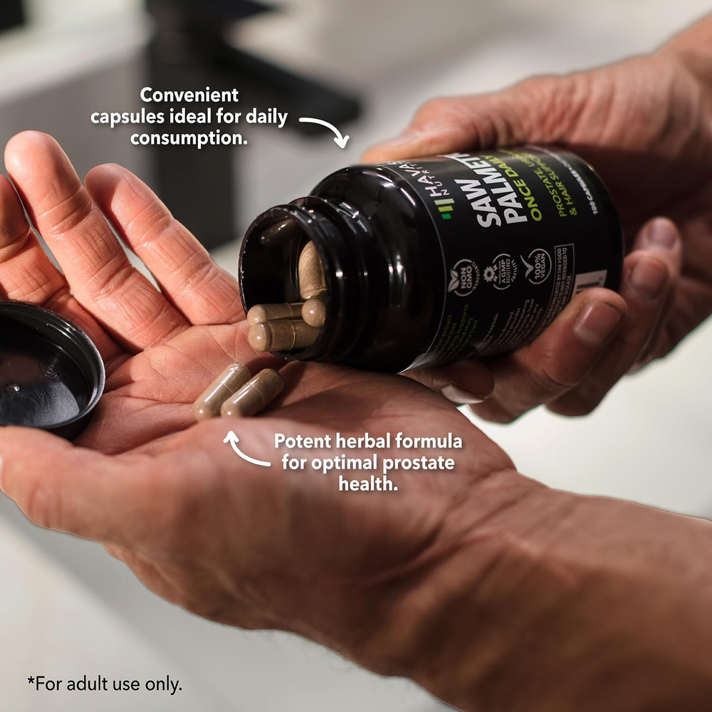 Saw Palmetto for Men Prostate Health Supplement to Promote Urinary Tract Function - 500Mg per Serving - 100 Count - DHT Blocker Hair Vitamin - Vegan, Non-Gmo Capsules, over 3 Month Supply