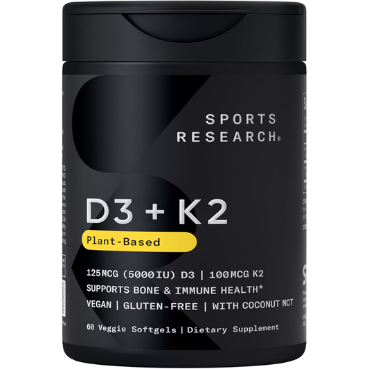 ® Vitamin D3 + K2 W/ Coconut Oil - Vegan Vitamin D 5000Iu & Mk7 Vitamin K 100Mcg for Bone & Immune Support - Vegan Certified · Non-Gmo · Soy Free - 60 Softgels
