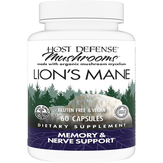 Mushrooms Lion'S Mane - Supplement Capsules for Brain Health Support - Mushroom Support for Focus & Memory Function - Immune & Nervous System Supplement - 60 Capsules (30 Servings)*