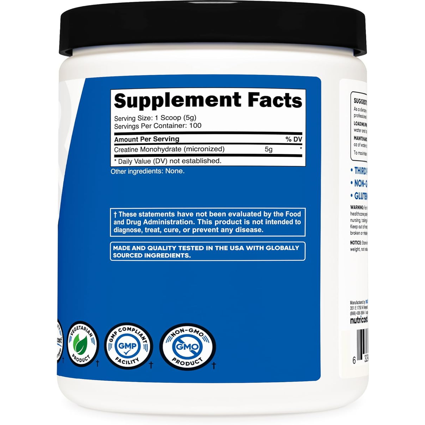 Creatine Monohydrate Micronized Powder 500G, 5000Mg per Serv (5G) - 100 Servings, 17.9 Oz