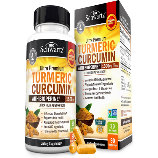 Turmeric Curcumin with Black Pepper Extract 1500Mg - High Absorption Ultra Potent Turmeric Supplement with 95% Curcuminoids and Bioperine - Non GMO Tumeric Capsules for Joint Support - 90 Capsules