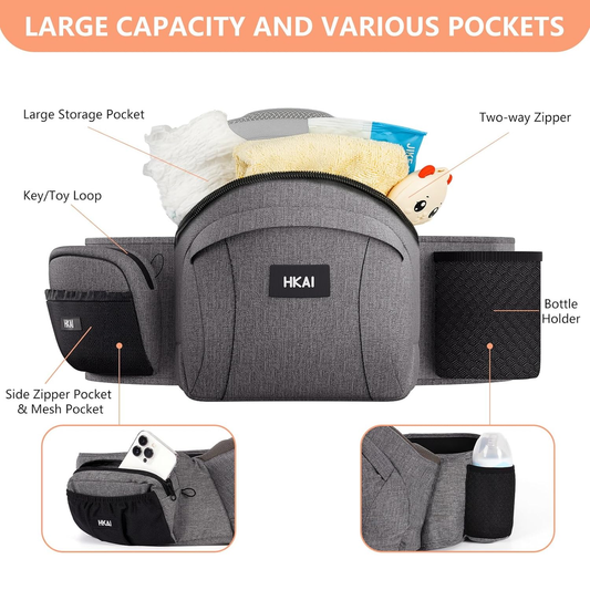 baby hip carrier with storage pockets breathable mesh HKAI