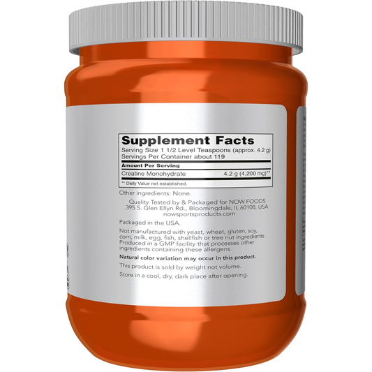 NOW - Micronized Creatine Monohydrate Powder 500 G, Mass Building*/Energy Production*, 1.1-Pound