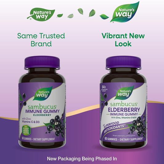 Sambucus Elderberry Immune Support Gummies for Kids & Adults* with Black Elderberry Extract, Vitamin C, Vitamin D3, and Zinc, 60 Gummies 