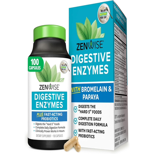 Digestive Enzymes for Gut Health & Bloating Relief - Multi Enzymes Digestion Supplement with Probiotics, Bromelain & Papaya for Digestive Health Support - Men & Women - 100 Count