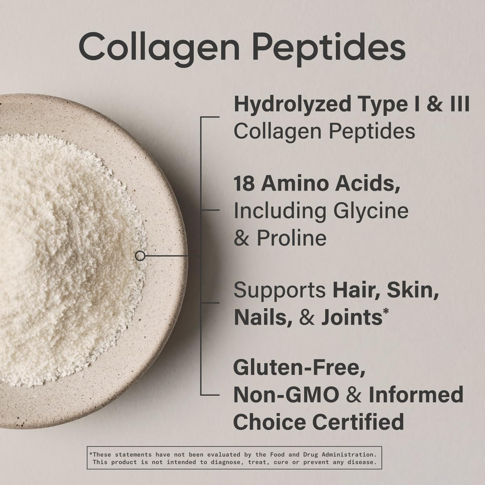 Collagen Peptides for Women & Men, Unflavored, 16 Oz., Hydrolyzed Type 1 & 3 Collagen Powder Protein Supplement for Healthy Skin, Nails, Bones & Joints