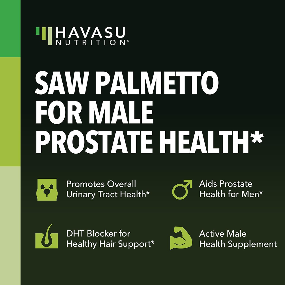 Saw Palmetto for Men Prostate Health Supplement to Promote Urinary Tract Function - 500Mg per Serving - 100 Count - DHT Blocker Hair Vitamin - Vegan, Non-Gmo Capsules, over 3 Month Supply