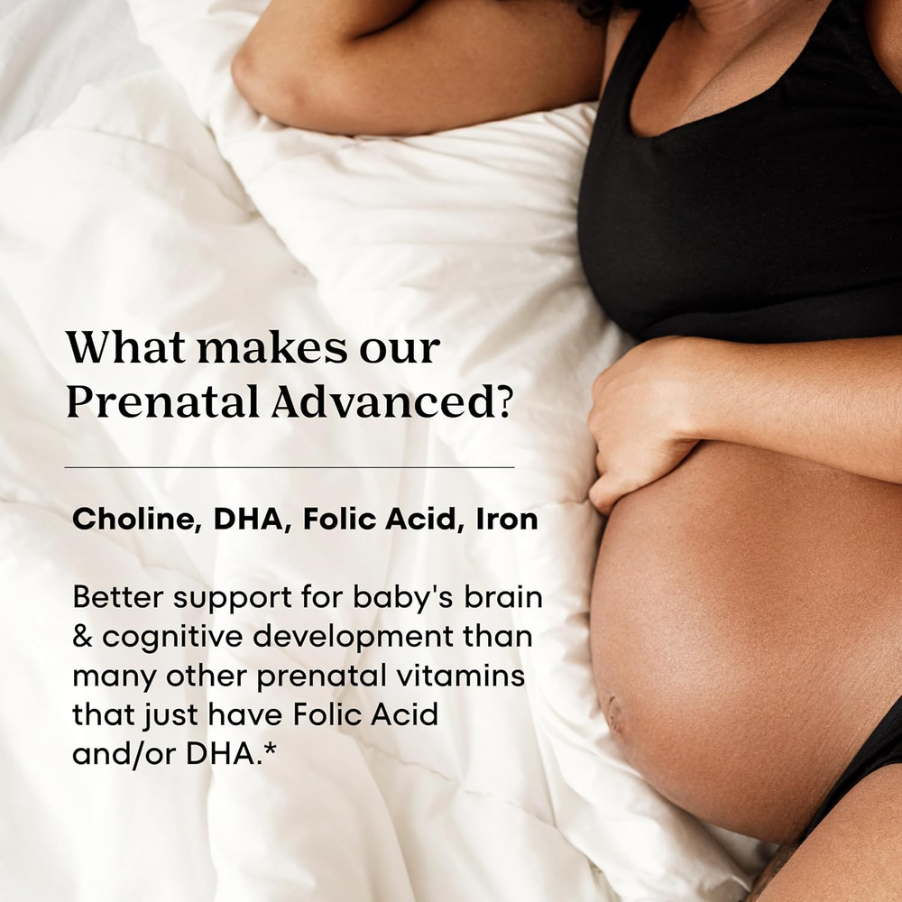 Prenatal Advanced- Prenatal Vitamins with Folic Acid, Choline, DHA & Iron, Pregnancy Vitamins for Women to Support Baby’S Development, 60+60 Ct (120 Total Set) 