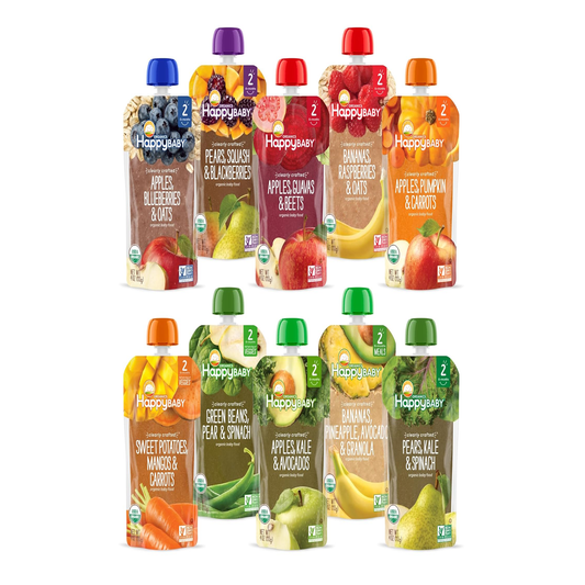 Organics Stage 2 Baby Food Pouches, Gluten Free, Vegan & Healthy Snack, Clearly Crafted Fruit & Veggie Puree, Fruit & Veggie Variety Pack, 4 Ounces (Pack of 10), Amazon Exclusive