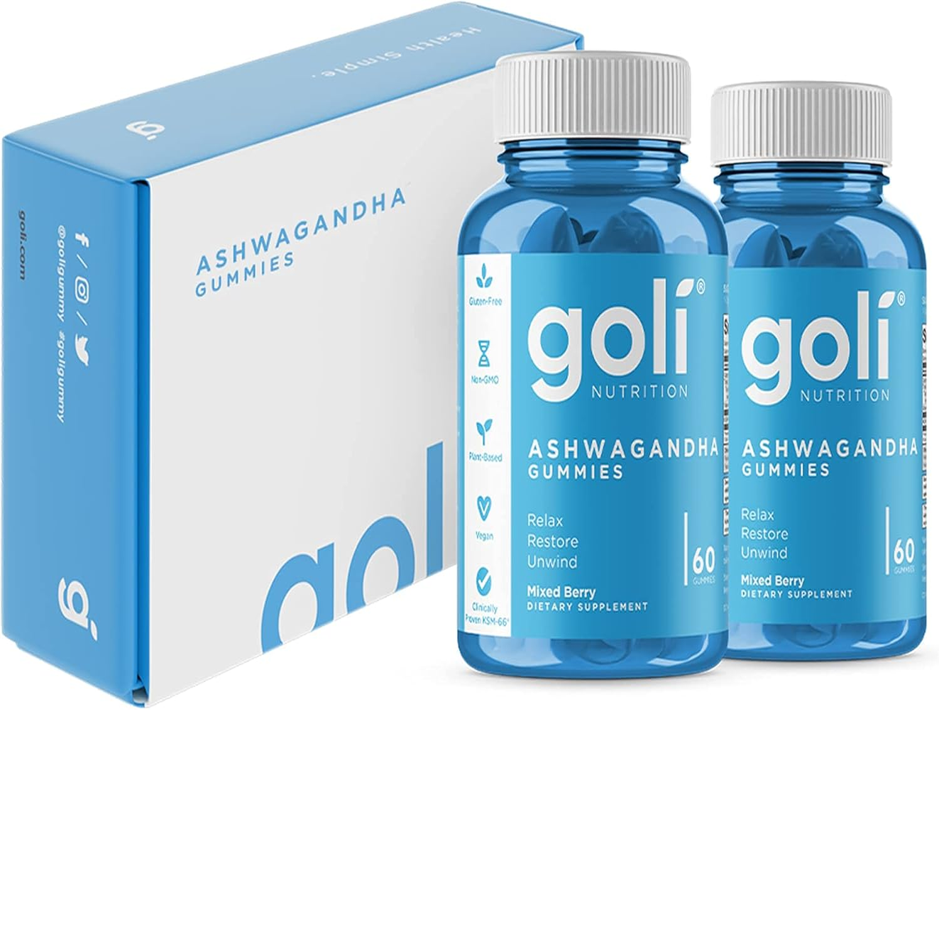 Ashwagandha & Vitamin D Gummy 120 Count - Relax. Restore. Unwind. (Mixed Berry, KSM-66, Vegan, Plant Based, Non-Gmo, Gluten-Free & Gelatin Free), Pack of 2