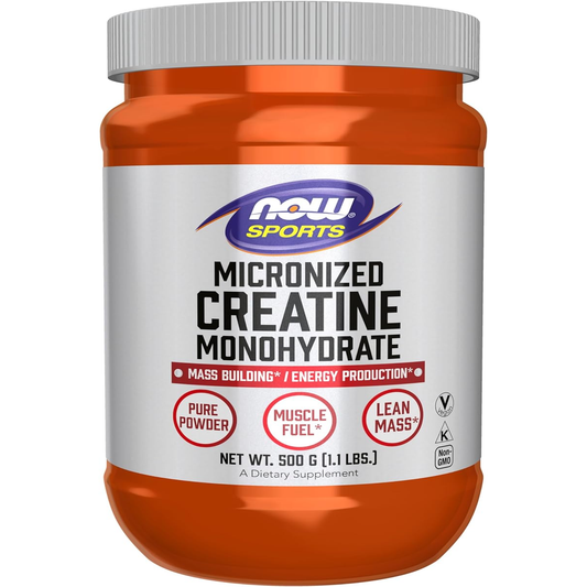 NOW - Micronized Creatine Monohydrate Powder 500 G, Mass Building*/Energy Production*, 1.1-Pound