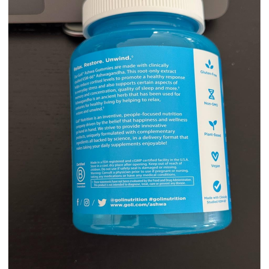 Ashwagandha & Vitamin D Gummy 120 Count - Relax. Restore. Unwind. (Mixed Berry, KSM-66, Vegan, Plant Based, Non-Gmo, Gluten-Free & Gelatin Free), Pack of 2