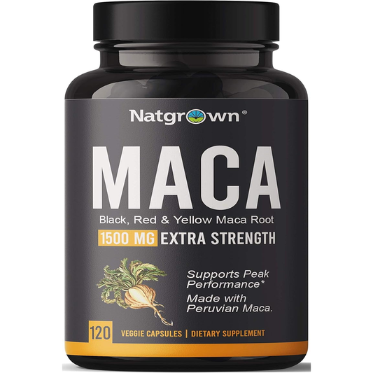 Natgrown Maca Root capsules 1500mg organic black red yellow blend
