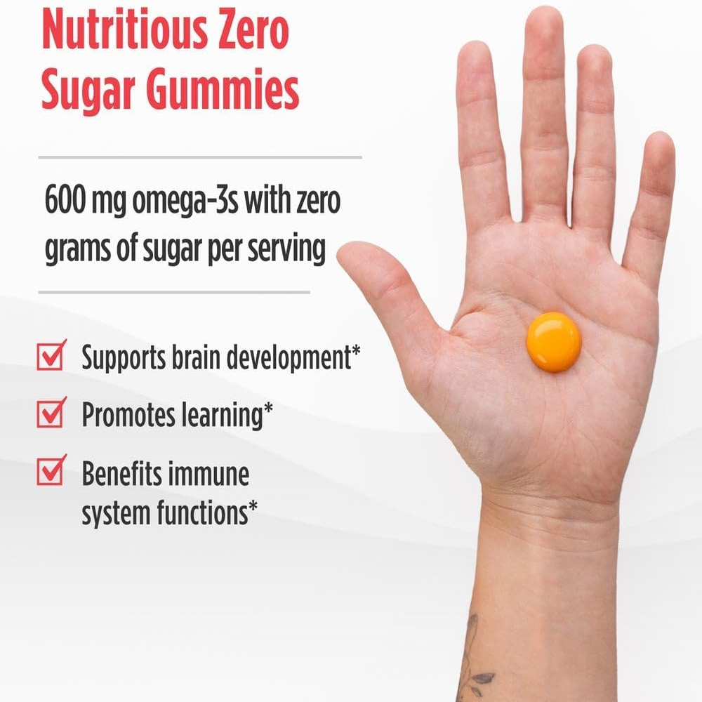 Zero Sugar Children’S DHA Gummy Chews, Tropical Punch - 30 Gummy Chews for Kids - 600 Mg Total Omega-3S - Brain Development, Learning, Healthy Immunity - Non-Gmo - 30 Servings