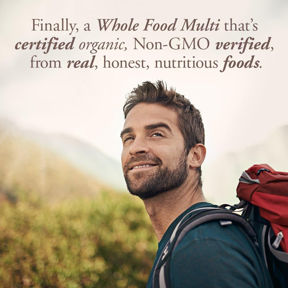 Once Daily Whole Food Multivitamin for Men, Organic Mens Vitamins & Minerals, Vitamin C, Zinc, Vegan, for Health & Well-Being, 60 Tablets