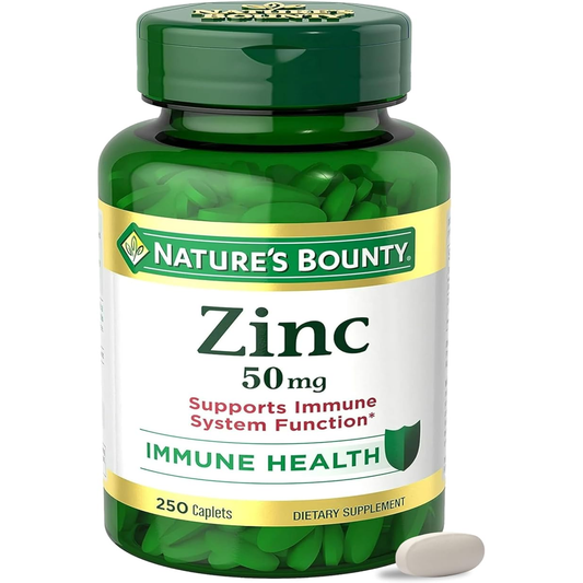 Zinc 50Mg, Immune Support & Antioxidant Supplement, Promotes Skin Health, 1 Caplet per Day, Gluten Free, 250 Vegetarian Caplets