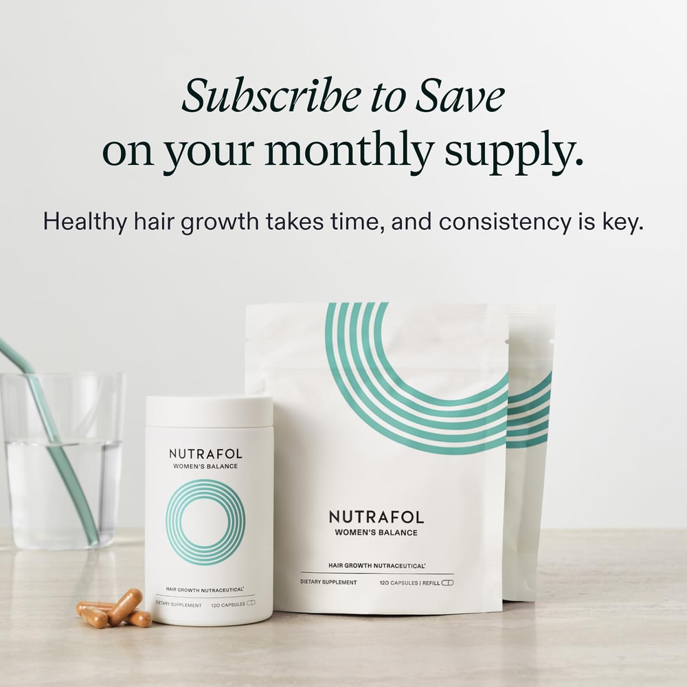 Women'S Balance Hair Growth Supplements, Ages 45 and Up, Clinically Proven for Visibly Thicker Hair and Scalp Coverage, Dermatologist Recommended - 1 Month Supply